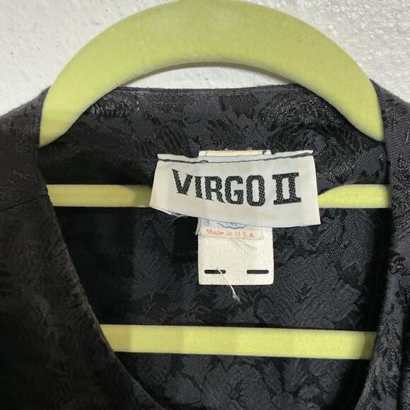 Virgo II Black Embroidered Floral Vintage Blouse Sz 16 - Picture 5 of 13